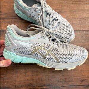 Asics GT-4000 Athletic Running Shoes Grey Mint Blue Women's 8